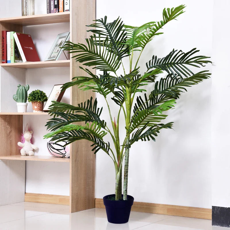 Palmeira Artificial 150cm com Aspecto Realista Planta Artificial Decorativa com Vaso Casa Varanda Jardim Verde