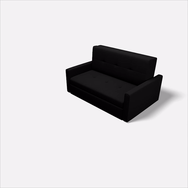 Sofá Cama de 2 Lugares Estofado em Algodão com 2 Almofadas Apoio para os Braços e Armazenamento Sofá Duplo Moderno para Sala de Estar Escritório 152x101x81cm Cinza Carvão