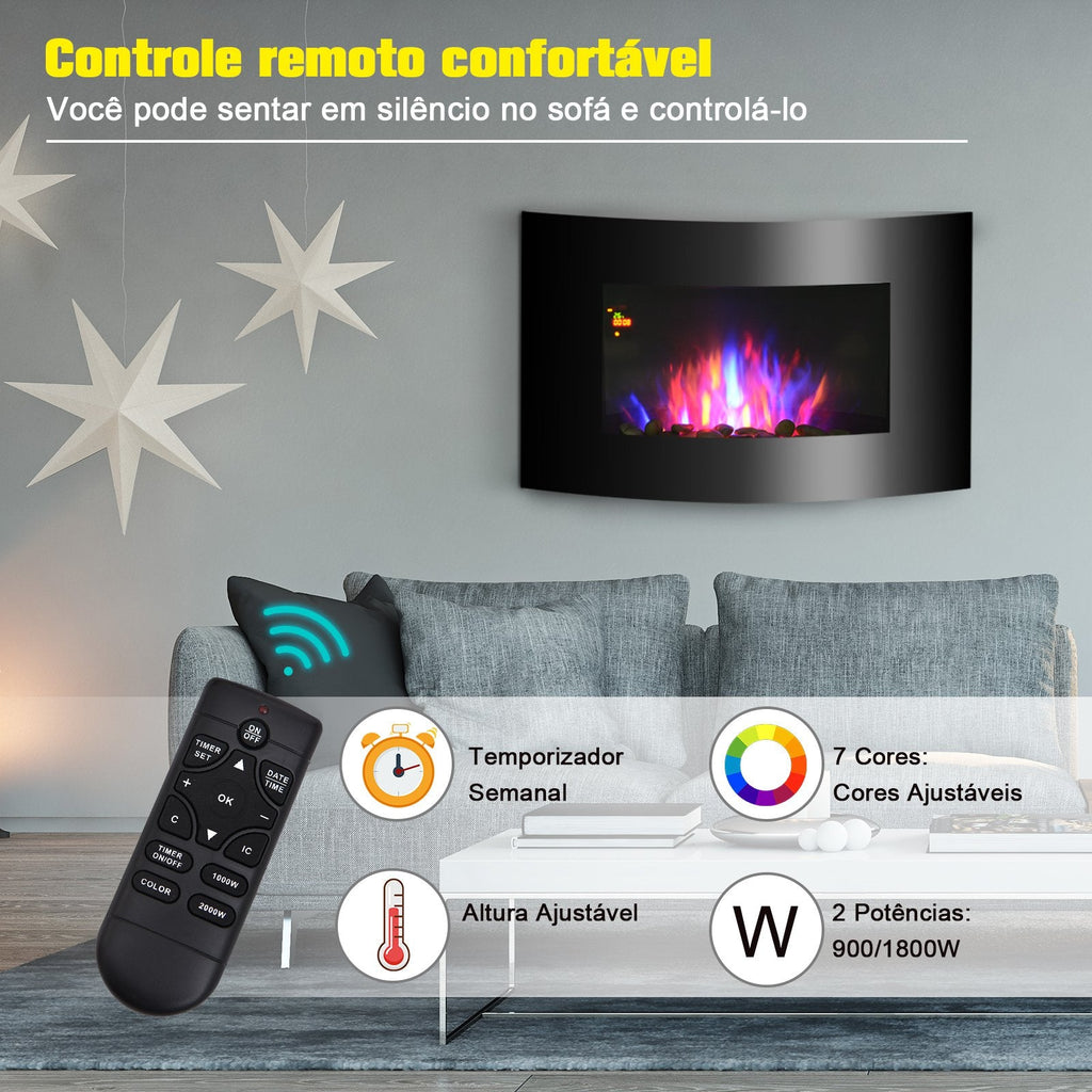 Lareira Elétrica Suspensa e Chama Decorativa - Design Moderno - Leva-Me Contigo - Móveis & Decoração