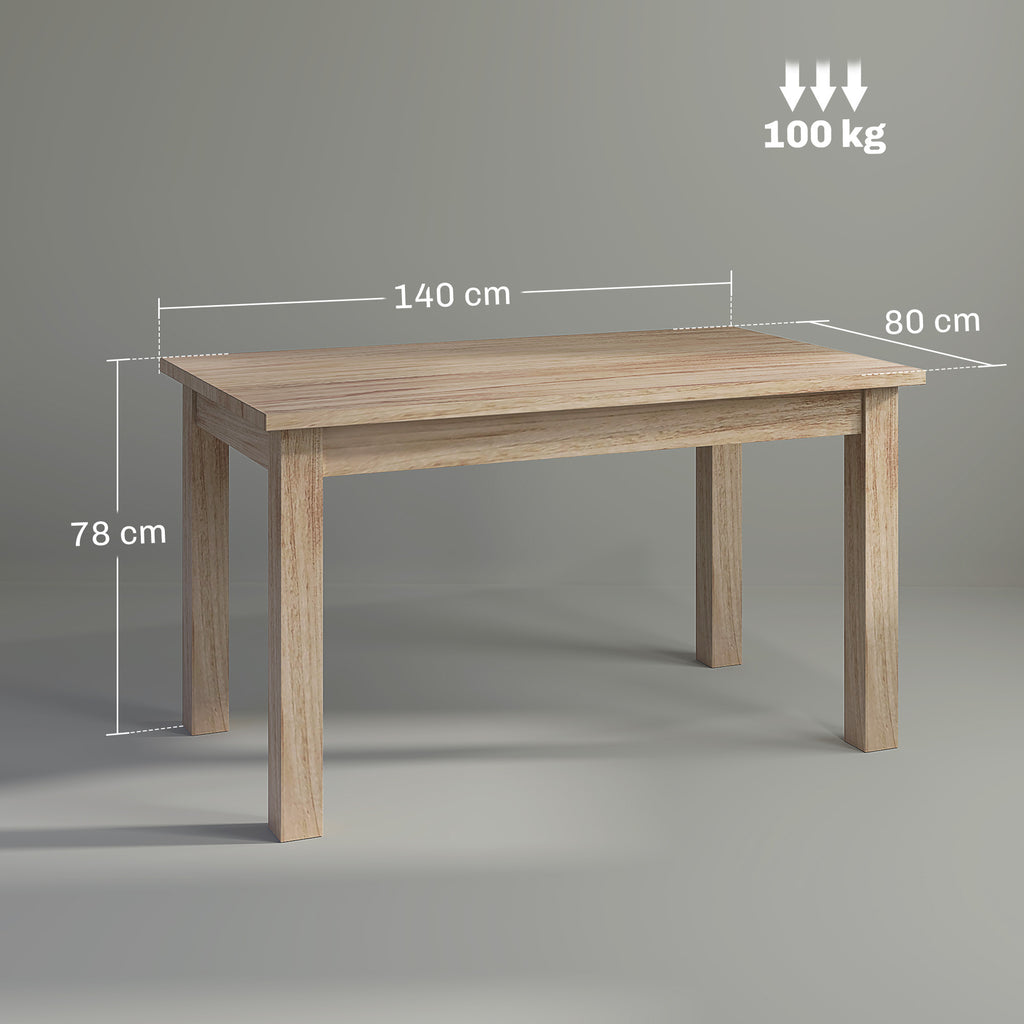 Mesa de Jantar Mesa Retangular para 6 Pessoas Mesa de Refeição com Bancada Laminada para Cozinha Sala 140x80x78 cm Madeira