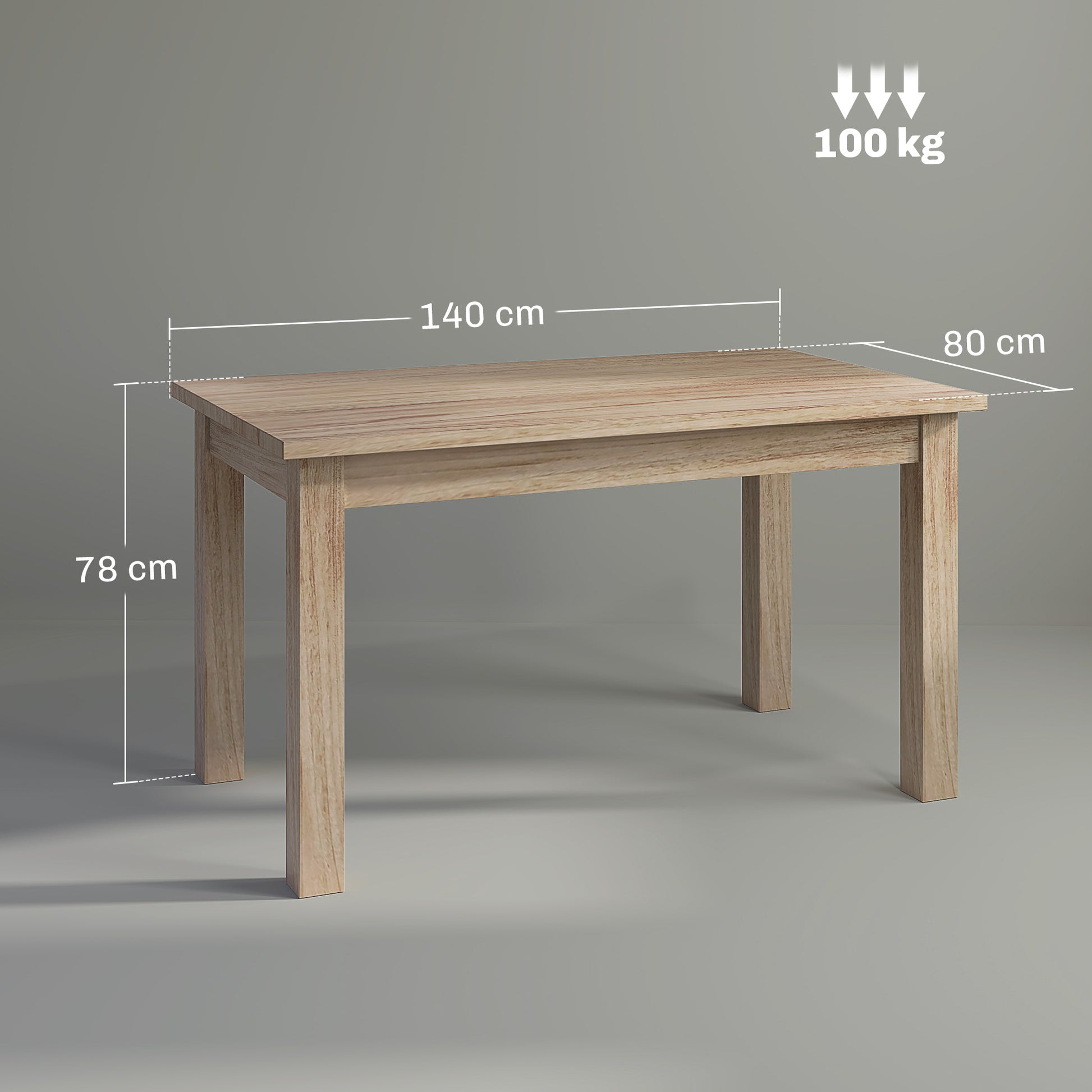 Mesa de Jantar Mesa Retangular para 6 Pessoas Mesa de Refeição com Bancada Laminada para Cozinha Sala 140x80x78 cm Madeira