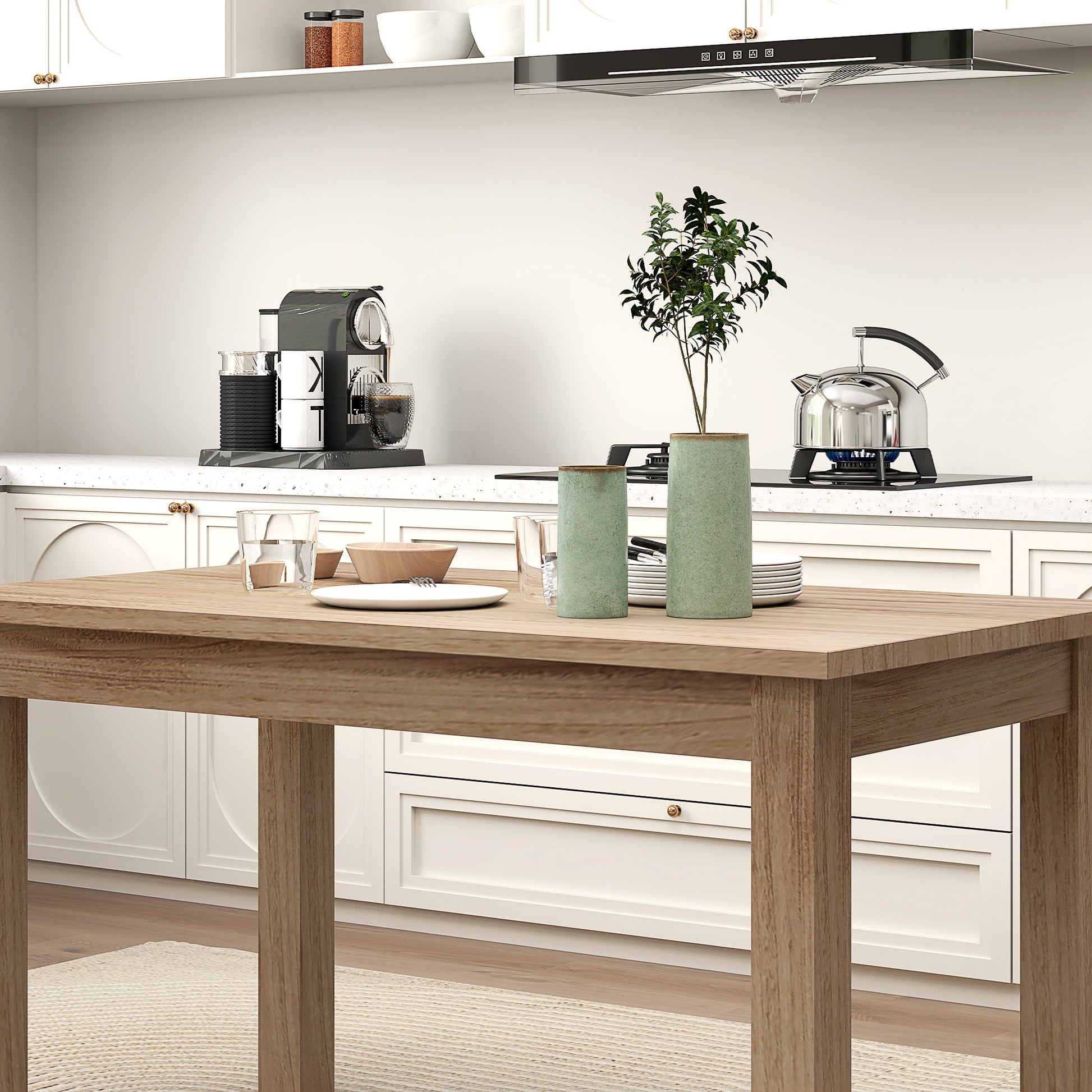 Mesa de Jantar Mesa Retangular para 6 Pessoas Mesa de Refeição com Bancada Laminada para Cozinha Sala 140x80x78 cm Madeira
