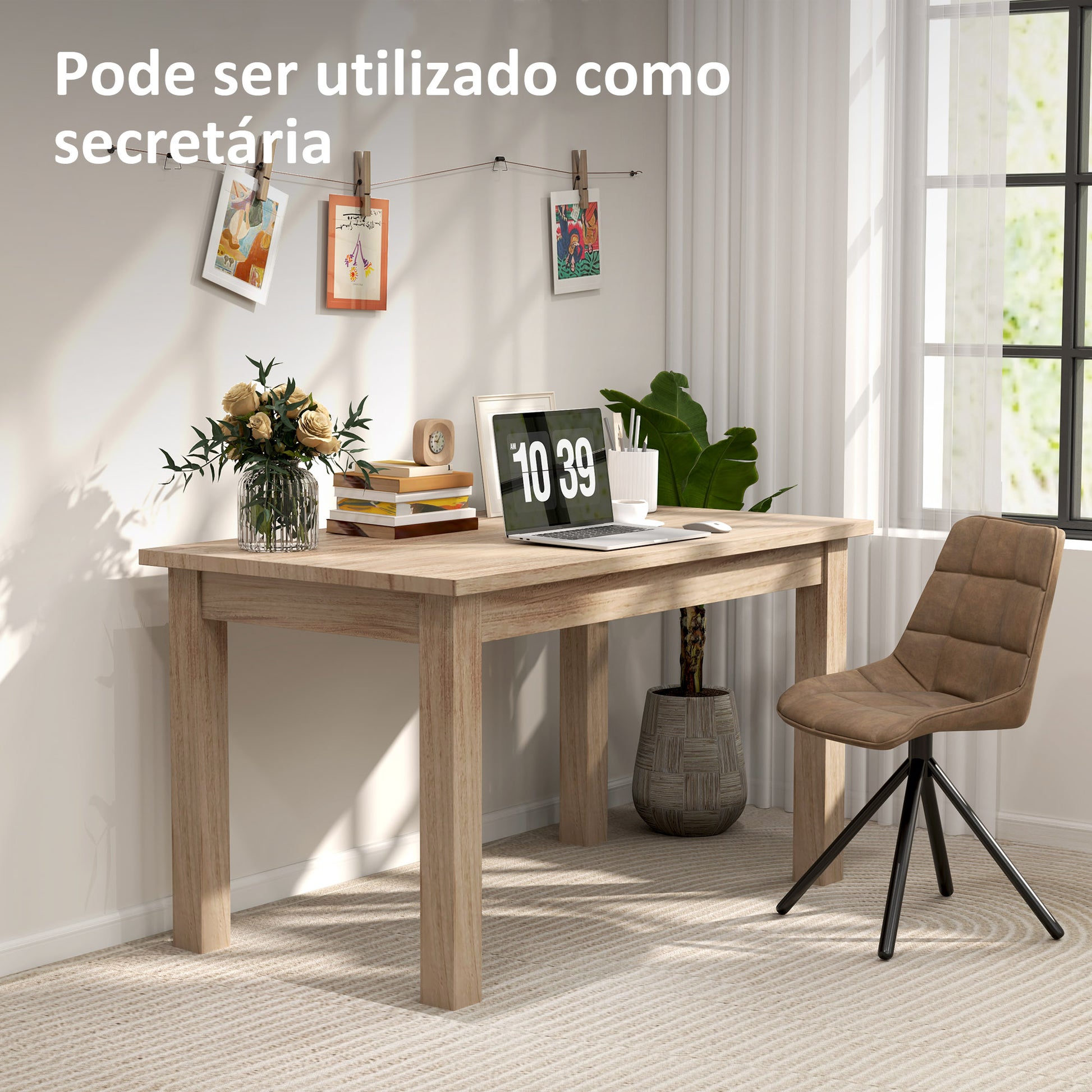 Mesa de Jantar Mesa Retangular para 6 Pessoas Mesa de Refeição com Bancada Laminada para Cozinha Sala 140x80x78 cm Madeira