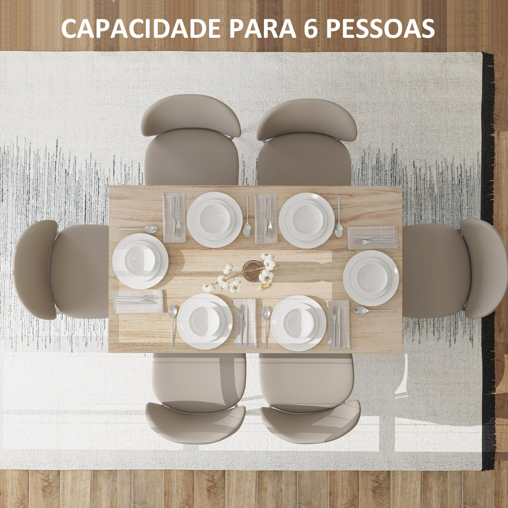 Mesa de Jantar Mesa Retangular para 6 Pessoas Mesa de Refeição com Bancada Laminada para Cozinha Sala 140x80x78 cm Madeira
