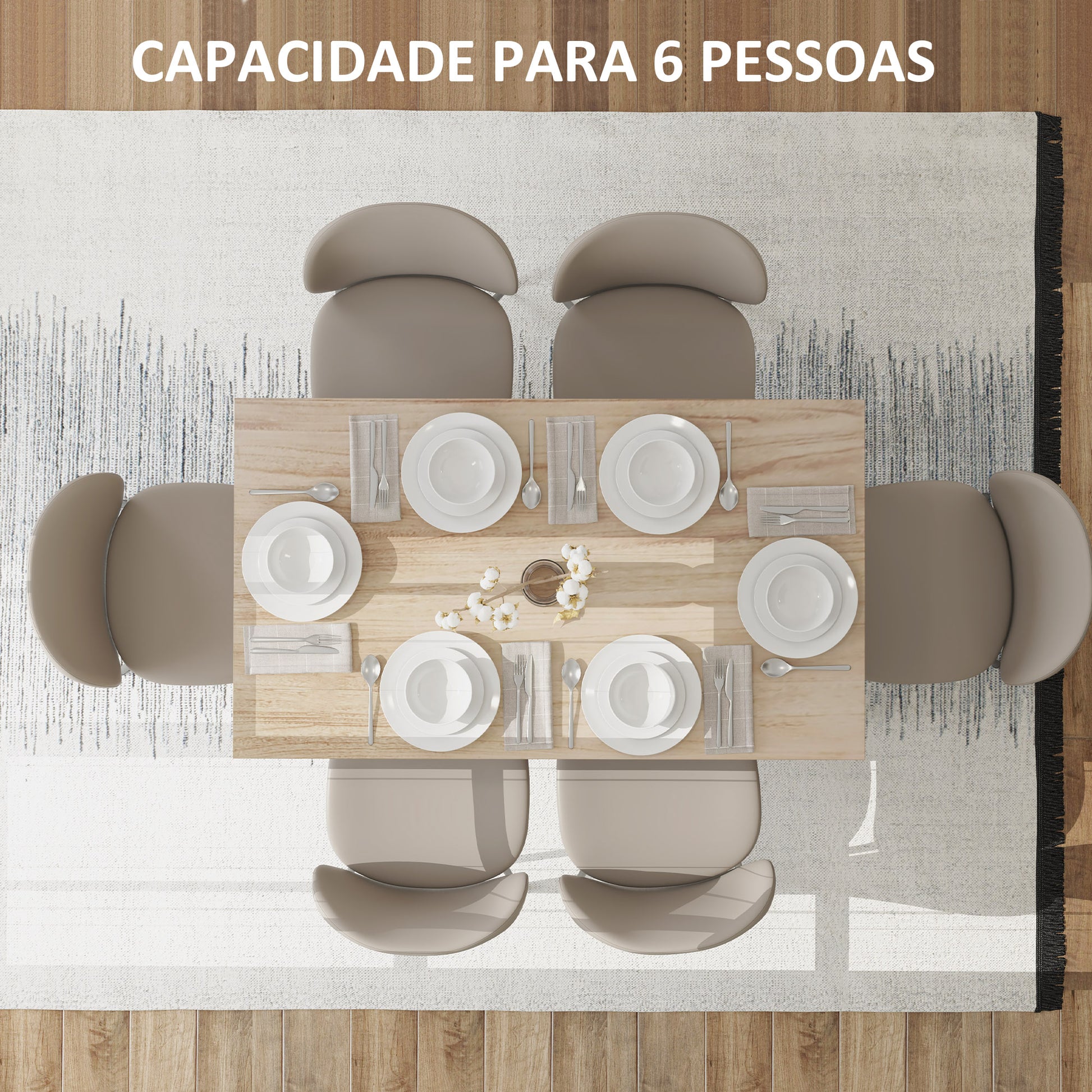 Mesa de Jantar Mesa Retangular para 6 Pessoas Mesa de Refeição com Bancada Laminada para Cozinha Sala 140x80x78 cm Madeira