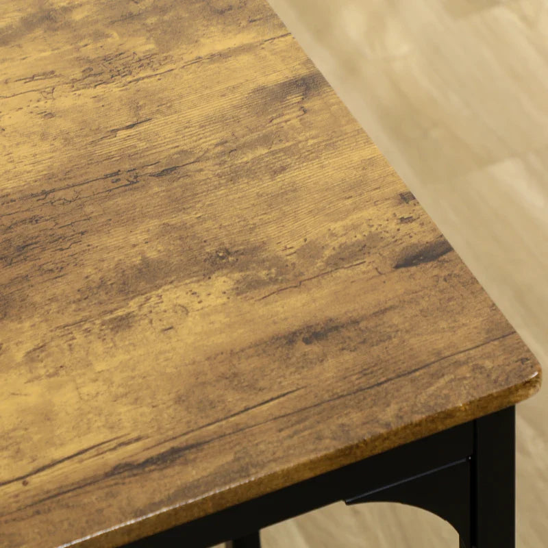 Conjunto de Móveis Altos Mesa e Cadeiras de Bar com 5 Peças Mesa de Refeição Industrial e 4 Bancos Redondos com Estrutura de Metal para Pub Sala de Jantar Marrom Rústico e Preto