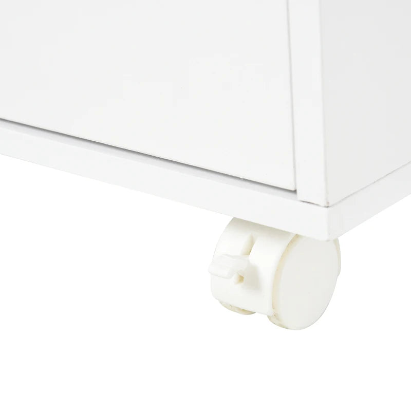 Móveis auxiliares para escritório Estudo Grande espaço de armazenamento com 3 gavetas 4 prateleiras abertas 4 rodas 40x30x83 cm Branco