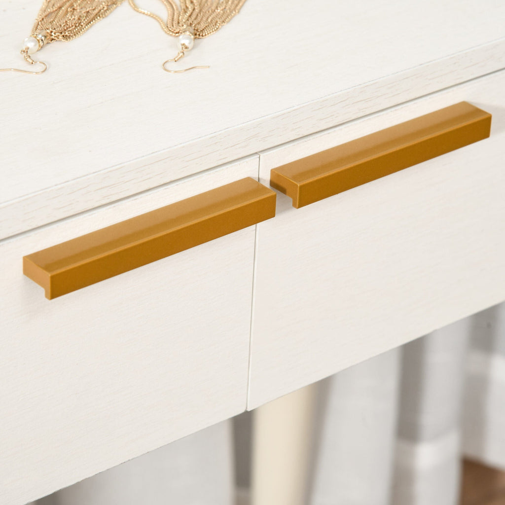 Toucador com Espelho Redondo Mesa de Maquilhagem com 2 Gavetas Estilo Moderno para Dormitório 80x40x123cm Branco