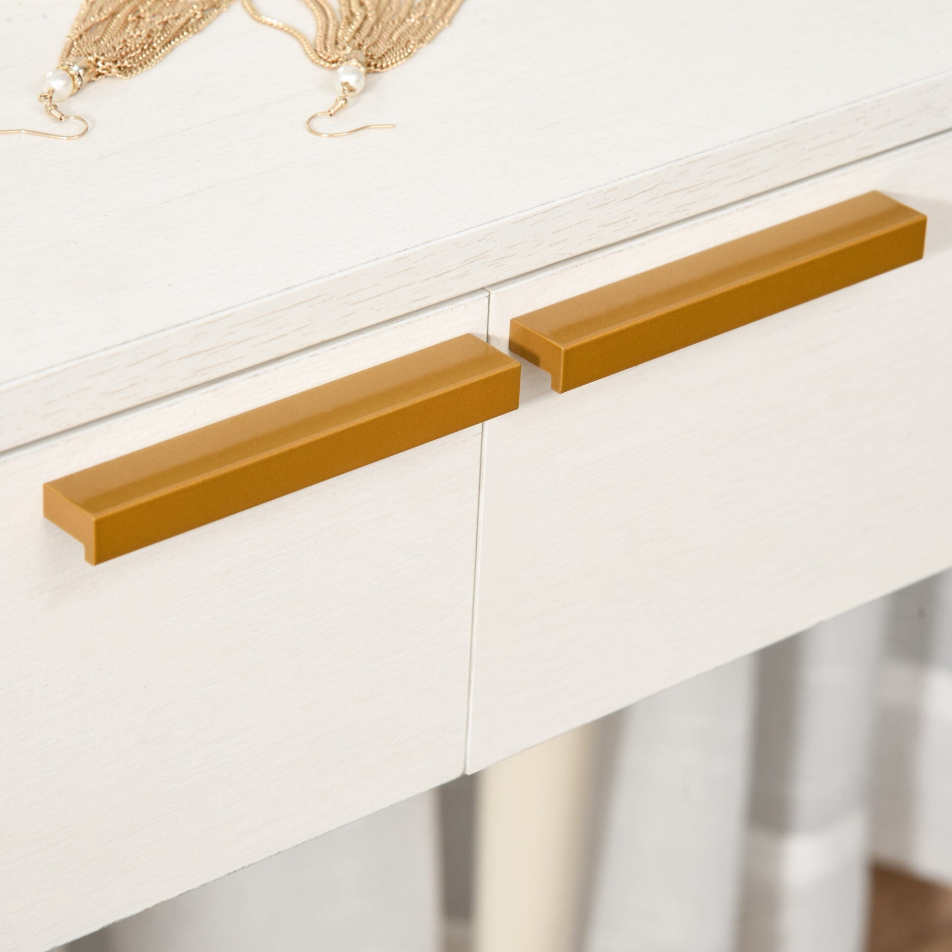 Toucador com Espelho Redondo Mesa de Maquilhagem com 2 Gavetas Estilo Moderno para Dormitório 80x40x123cm Branco