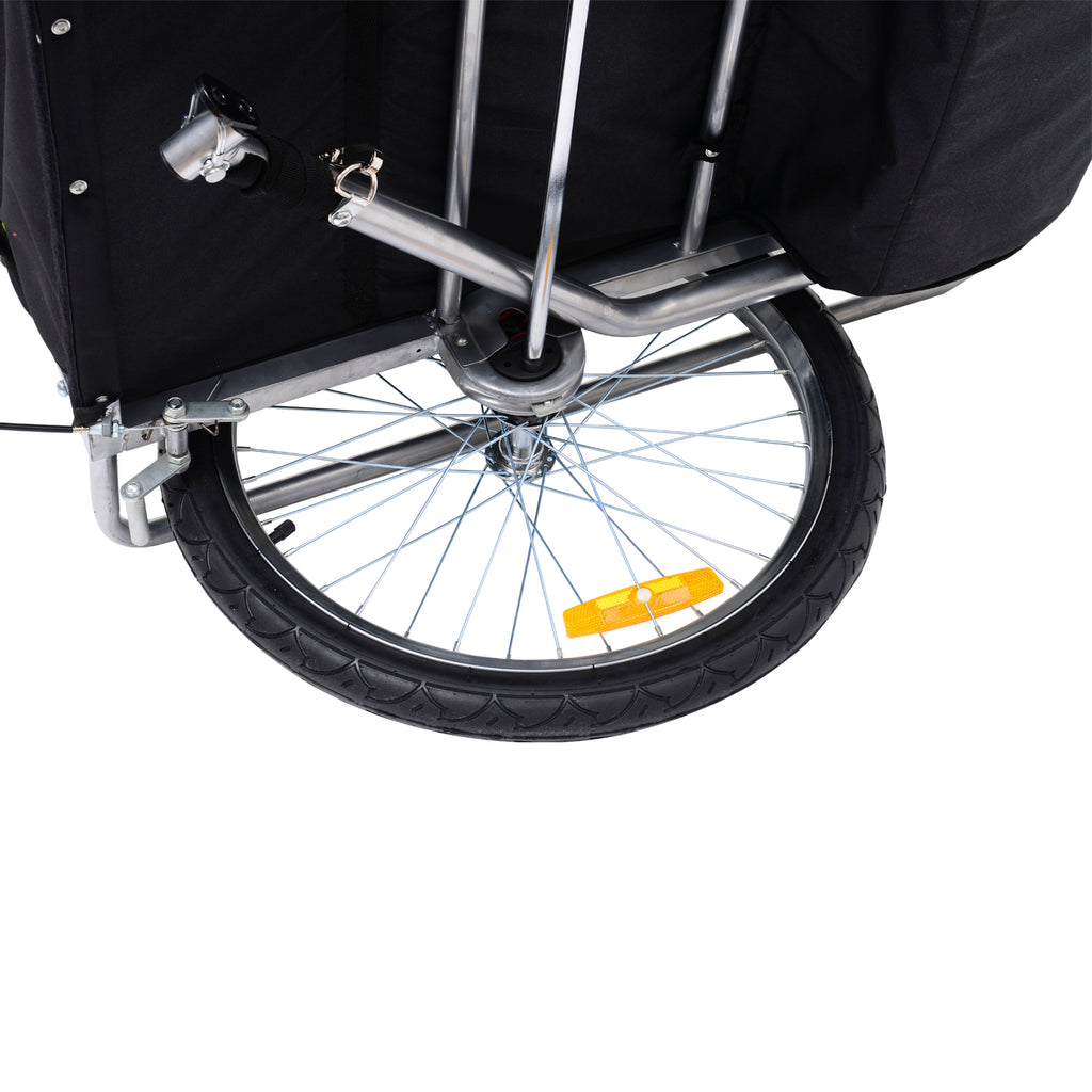 Reboque de Bicicleta 2 EM 1 para crianças de 2 lugares com Amortecedores Convertível em carrinho com barra e kit de corrida 129x85x105cm Amarelo