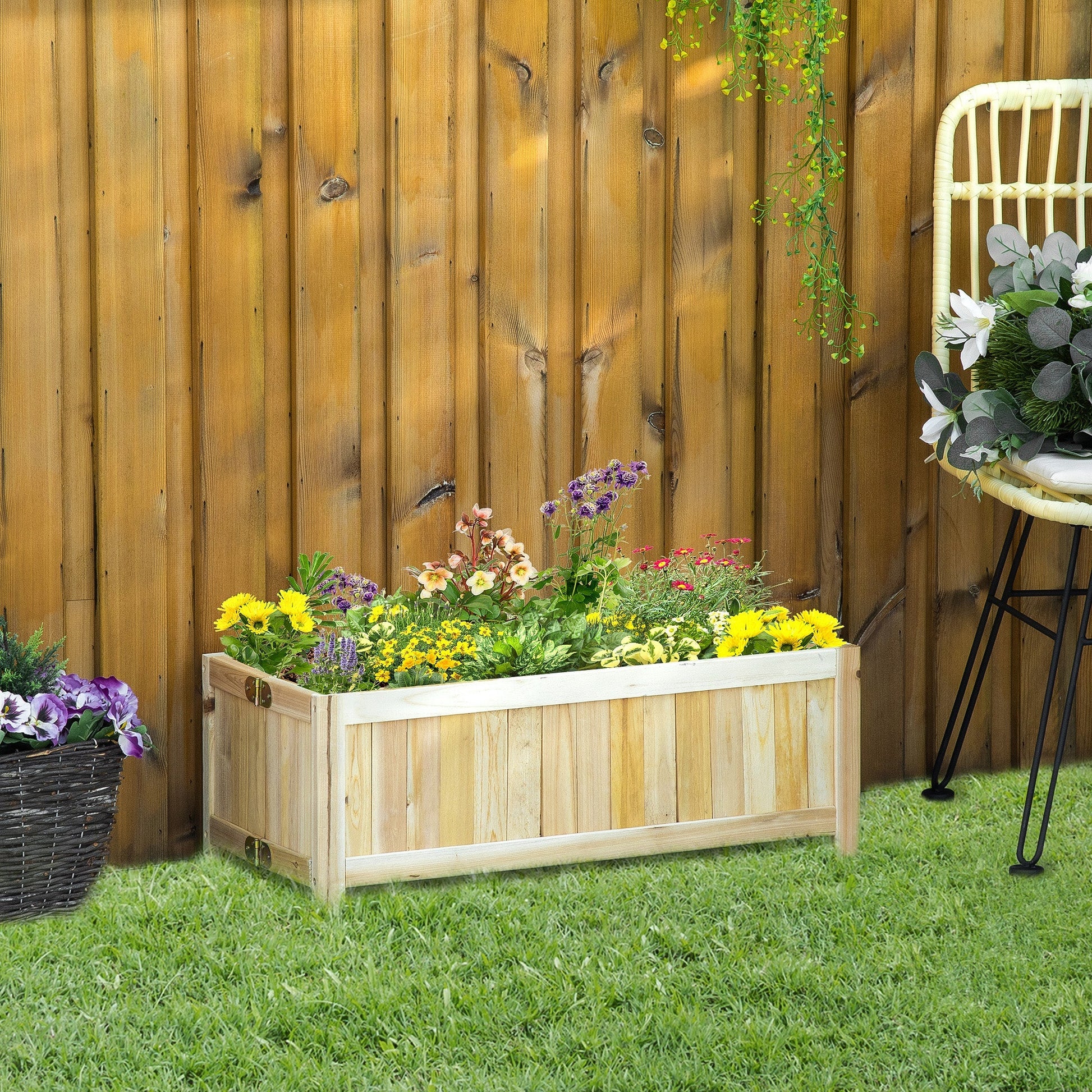 Floreira de Madeira Dobrável 70x30x25 cm – Canteiro Elevado para Cultivo de Flores e Hortaliças - A minha loja