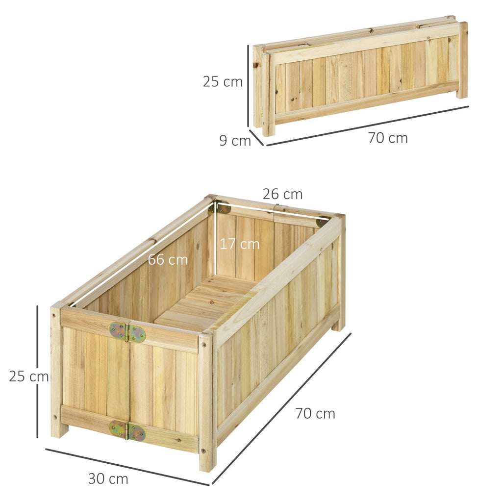 Floreira de Madeira Dobrável 70x30x25 cm – Canteiro Elevado para Cultivo de Flores e Hortaliças - A minha loja