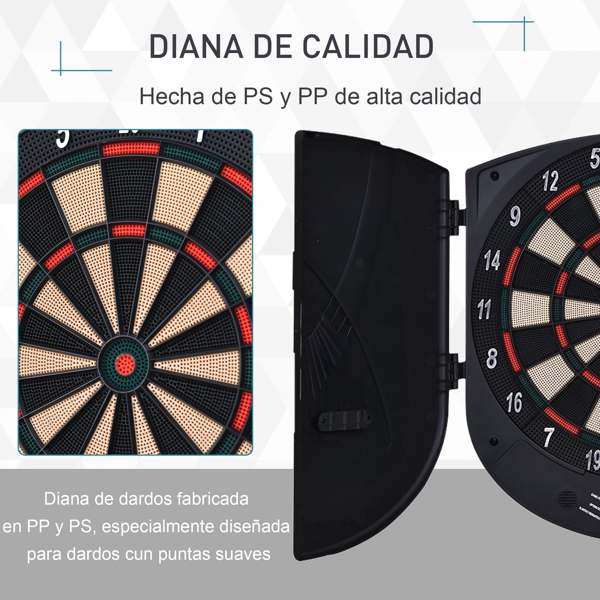 Alvo Eletrónico Digital com 6 Dardos até 8 Jogadores Marcador Portas Laterais Tela LCD 46.5x4.4x50.5 cm Preto