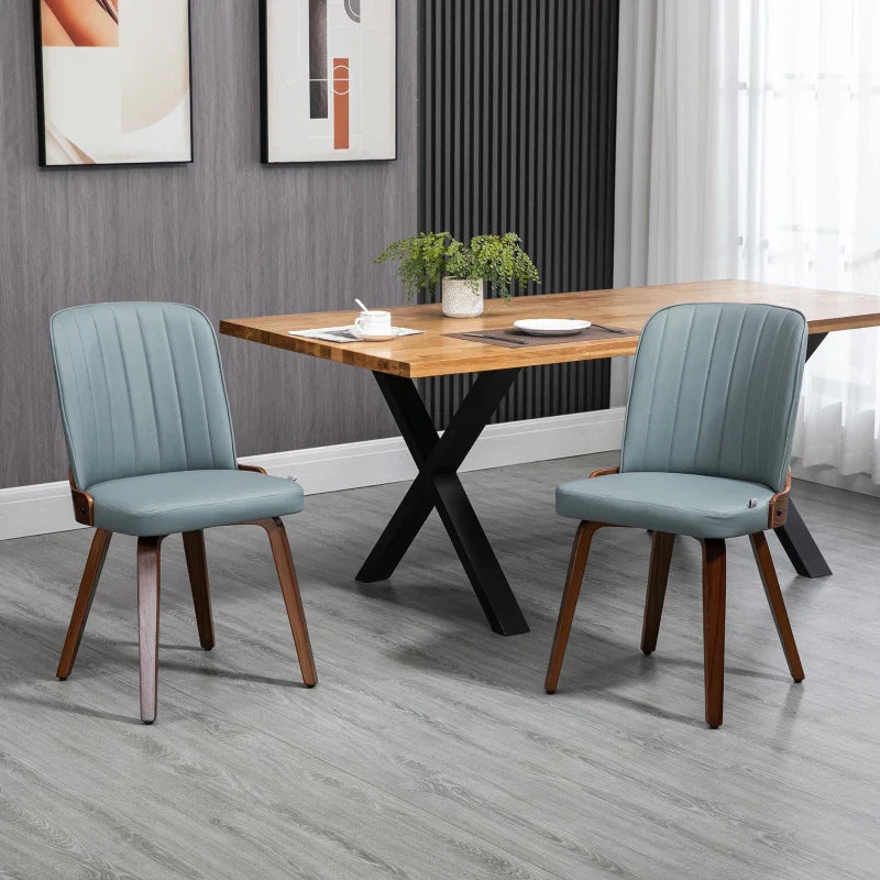 Conjunto de 2 Cadeiras de Sala de Jantar Modernas Cadeiras de Cozinha com Assentos Estofados em PU e Pés de Madeira Carga Máxima 120kg 47,5x55x85cm Cinza e Madeira