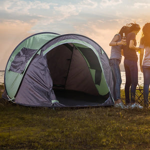 Tenda de Campismo Pop-Up para 2 Pessoas Tenda de Campismo com Bolsa de Armazenamento Portátil 250x150x100 Verde e Preto