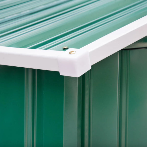 Abrigo de Jardim 213x130x185cm Abrigo de Jardim Metálico de Exterior para Armazenamento de Ferramentas com 2 Portas Deslizantes e 4 Janelas para Terraço Verde