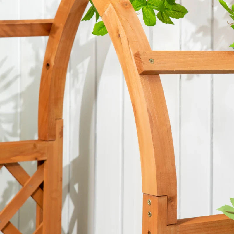 Floreira com Treliça em Forma de Arco Caixa de Plantio com Suporte para Plantas Trepadeiras Flores para Varanda Jardim 83x36x153cm Madeira