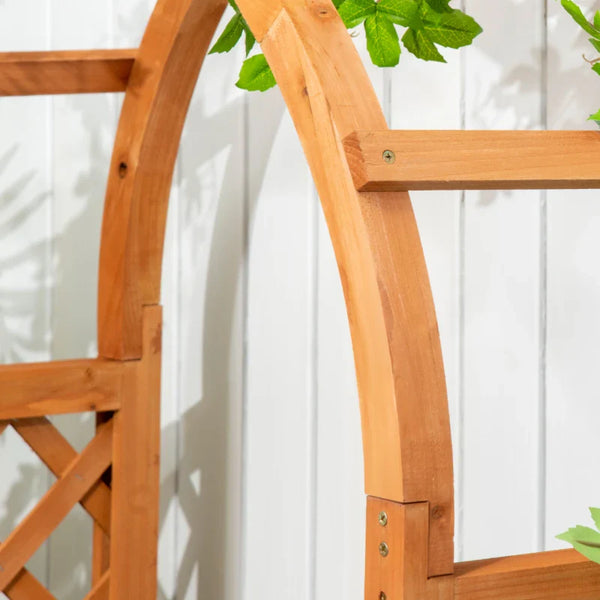 Floreira com Treliça em Forma de Arco Caixa de Plantio com Suporte para Plantas Trepadeiras Flores para Varanda Jardim 83x36x153cm Madeira