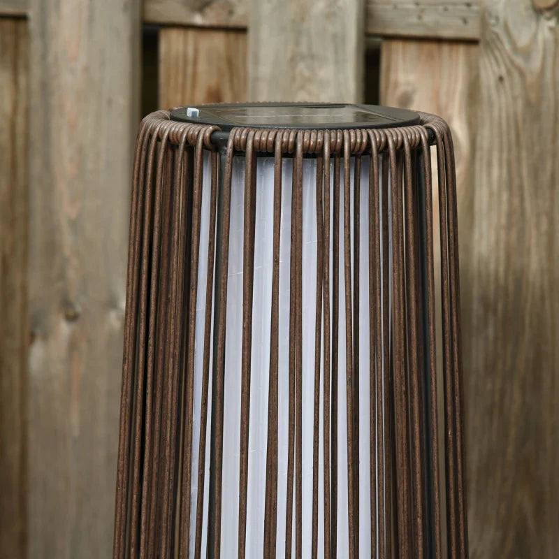 Candeeiro Solar de Jardim em Vime – Ø21,5x61 cm – Castanho – Design Natura – Iluminação LED Automática