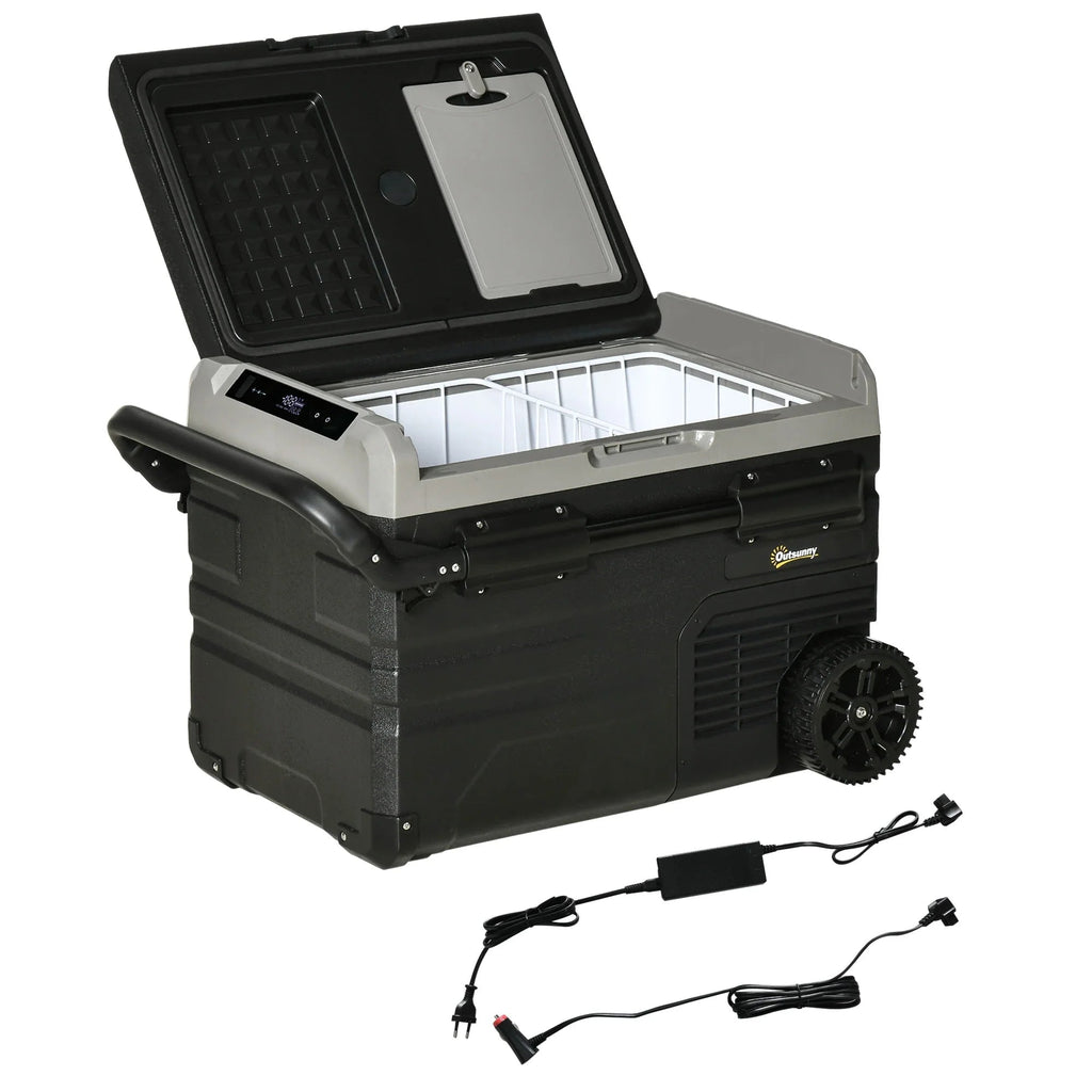 Geleira Elétrica Portátil 40L com Compressor - CC 12V/24V, até - 20°C, LED Tátil e Rodas - 71,1x46x44 cm - Preto - A minha loja