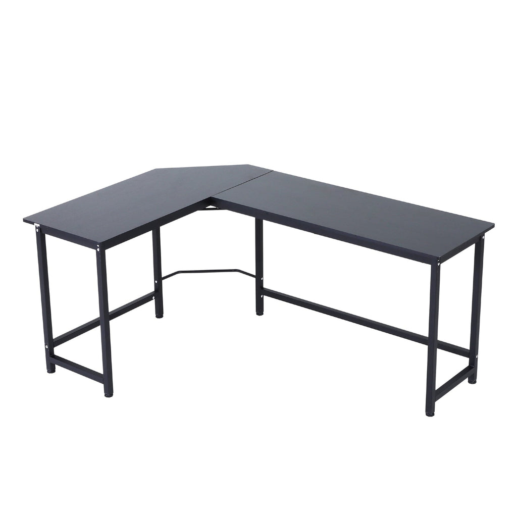 Secretária de Canto Mesa de Computador em Forma de L com Estrutura de Aço 168x120x75cm Preto