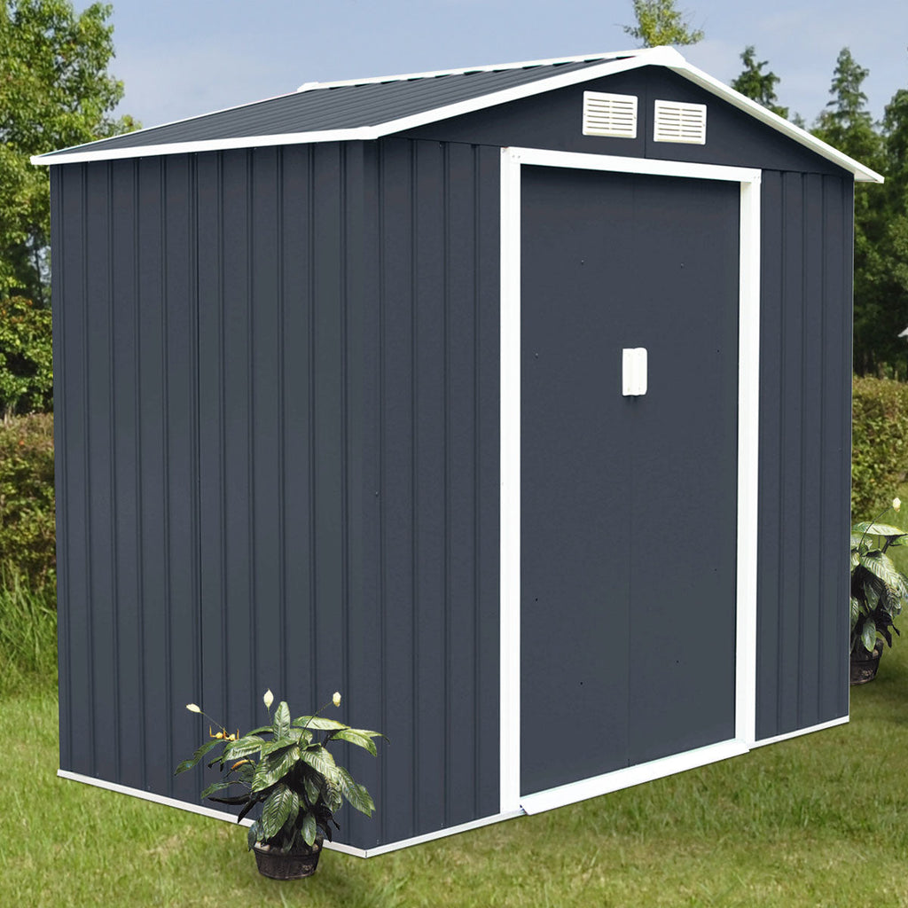 Abrigo de Jardim "Stockholm" – Cobertura Metálica para Armazenamento de Ferramentas e Equipamentos (213 x 127 x 185 cm, Cinzento)