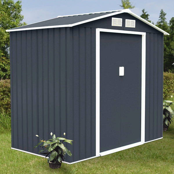 Abrigo de Jardim "Stockholm" – Cobertura Metálica para Armazenamento de Ferramentas e Equipamentos (213 x 127 x 185 cm, Cinzento)