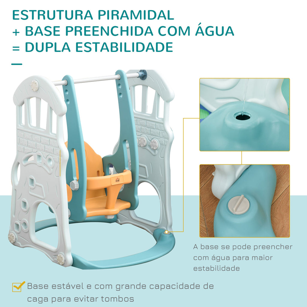 HOMCOM 5 em 1 Escorrega e Baloiço para Crianças acima de 18 meses com 2 Cestas de Basquetebol Porteria de Futbol com Assento Ajustável Parque Infantil Interior e Exterior 210x186x133cm Multicor - A minha loja