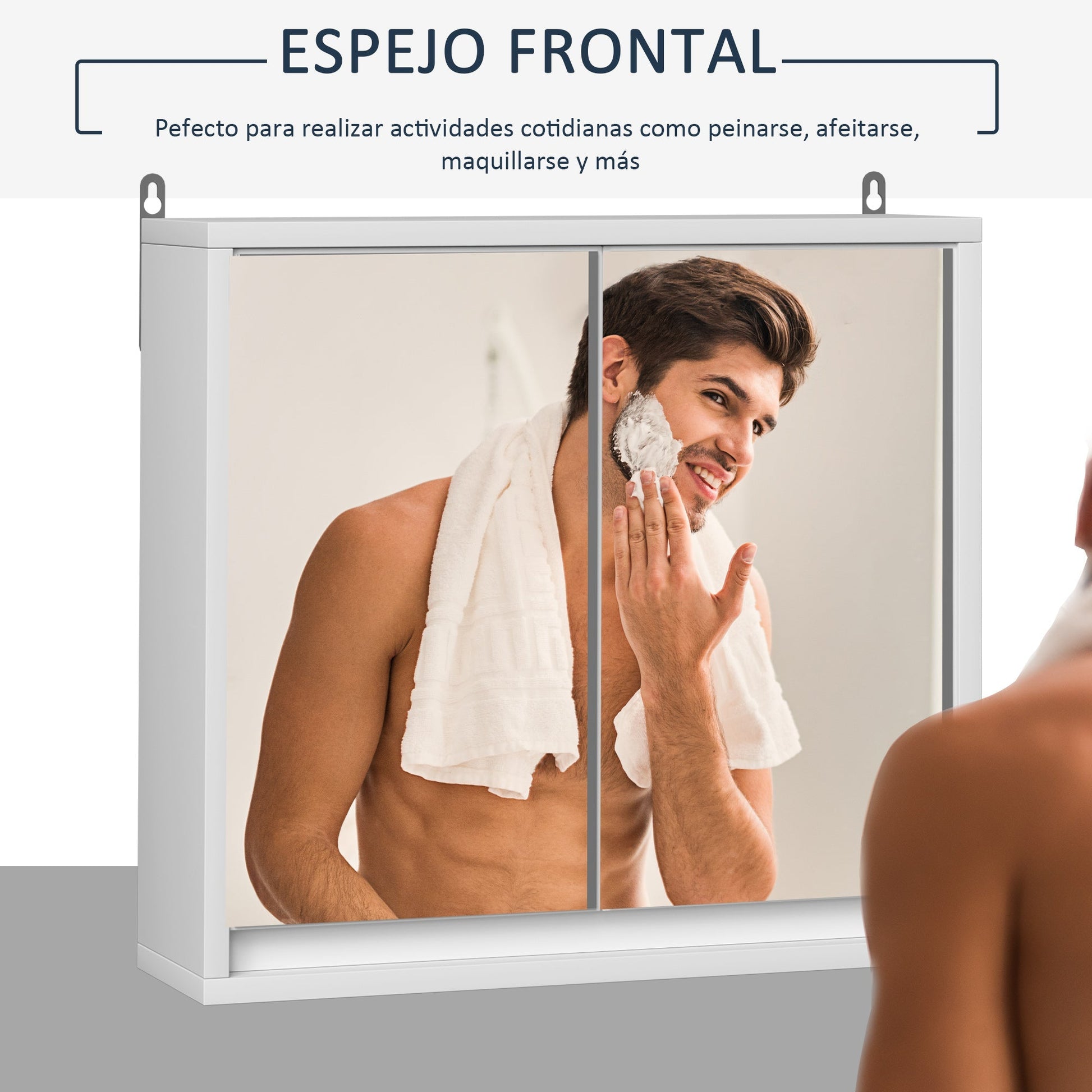 HOMCOM Armário de Casa de Banho com Espelho Móvel Suspenso de Casa de Banho com Prateleira Interior Ajustável em 3 Níveis e 2 Portas 48x14,5x45 cm Branco - A minha loja