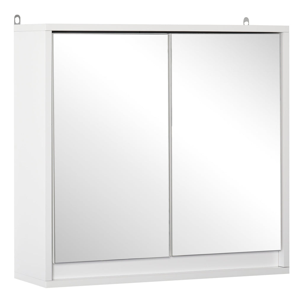 HOMCOM Armário de Casa de Banho com Espelho Móvel Suspenso de Casa de Banho com Prateleira Interior Ajustável em 3 Níveis e 2 Portas 48x14,5x45 cm Branco - A minha loja