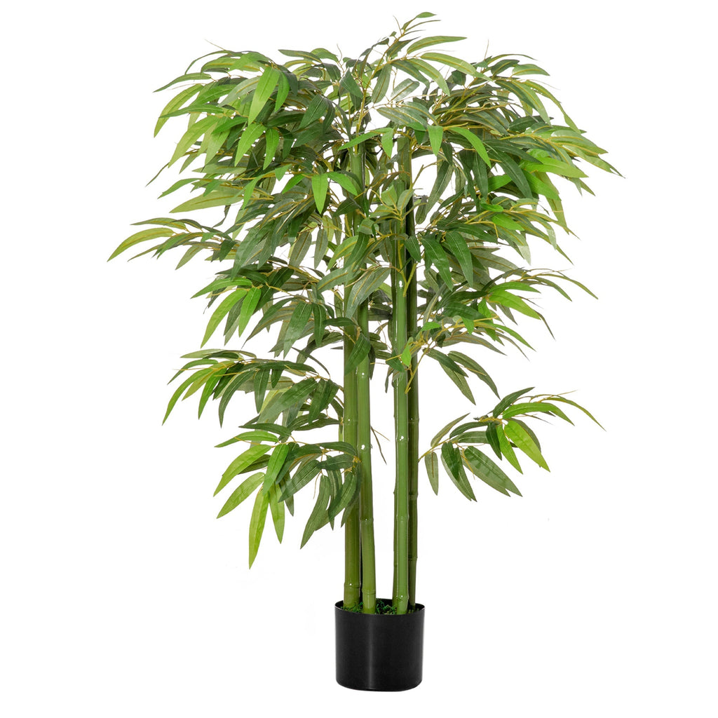 HOMCOM Bambú Artificial 140cm com Vaso Planta Artificial para Interior e Exterior Decoração de Casa Escritório Verde - A minha loja