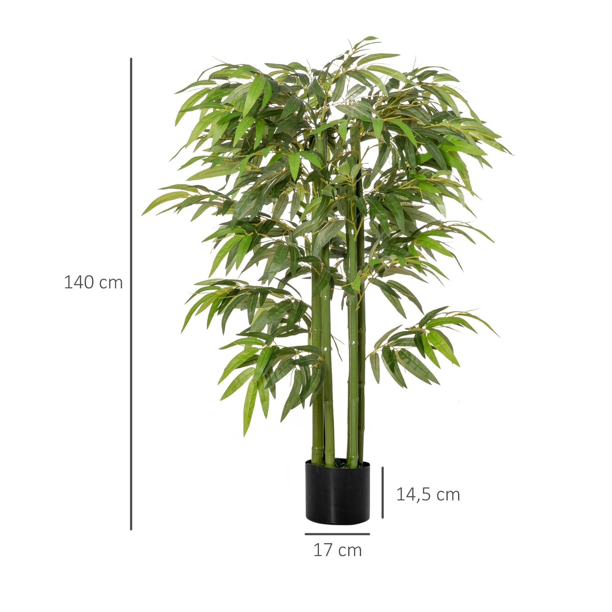 HOMCOM Bambú Artificial 140cm com Vaso Planta Artificial para Interior e Exterior Decoração de Casa Escritório Verde - A minha loja