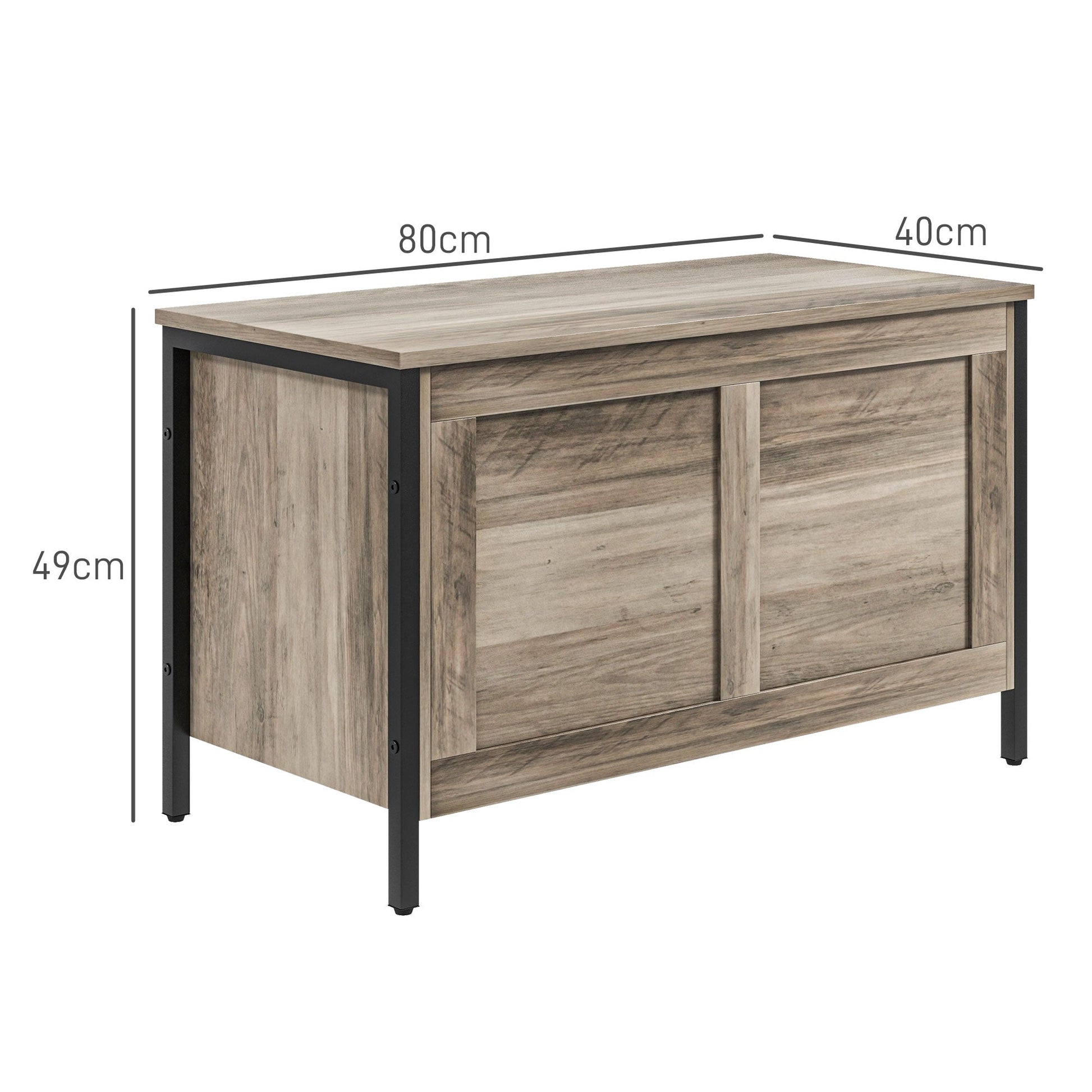 HOMCOM Baú de Armazenamento para Dormitório 95L Baú de Arrumação com Tampa Banco de Armazenamento Versátil com Dobradiça de Segurança para Corredor Sala de Estar 80x40x49 cm Cinza Claro - A minha loja