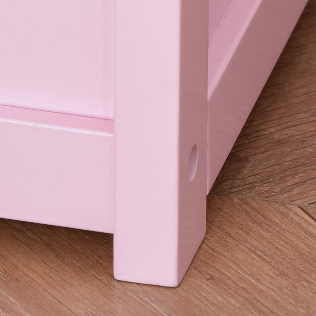 HOMCOM Baú de Brinquedos Banco de Armazenamento Infantil de Madeira de Pinho com Tampa de Amortecimento e Encosto Alto para Crianças acima de 2 anos Sala de Jogos Habitação 60x30x50 cm Rosa - A minha loja