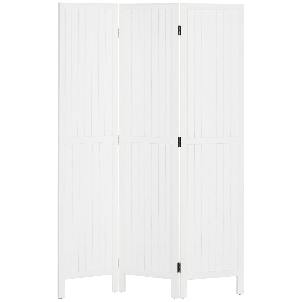 HOMCOM Biombo 3 Painéis Separador de Ambientes Dobrável 120x1,8x170 cm Divisor de Habitação com Painel de Privacidade Estilo Rústico para Escritório Dormitório Sala de Estar Branco - A minha loja