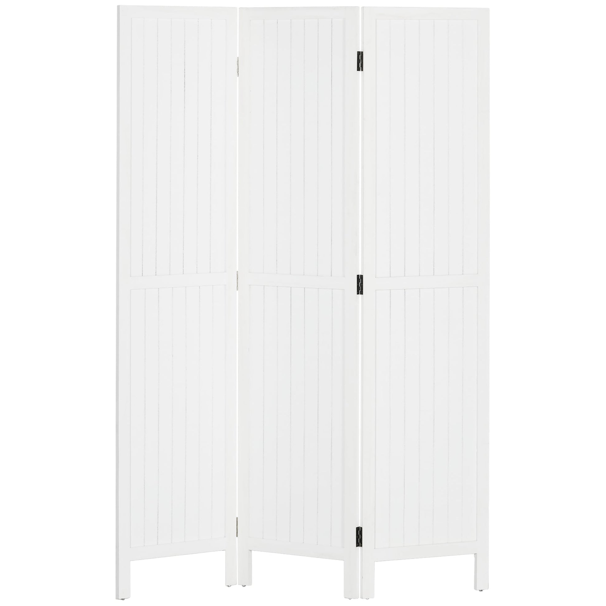 HOMCOM Biombo 3 Painéis Separador de Ambientes Dobrável 120x1,8x170 cm Divisor de Habitação com Painel de Privacidade Estilo Rústico para Escritório Dormitório Sala de Estar Branco - A minha loja