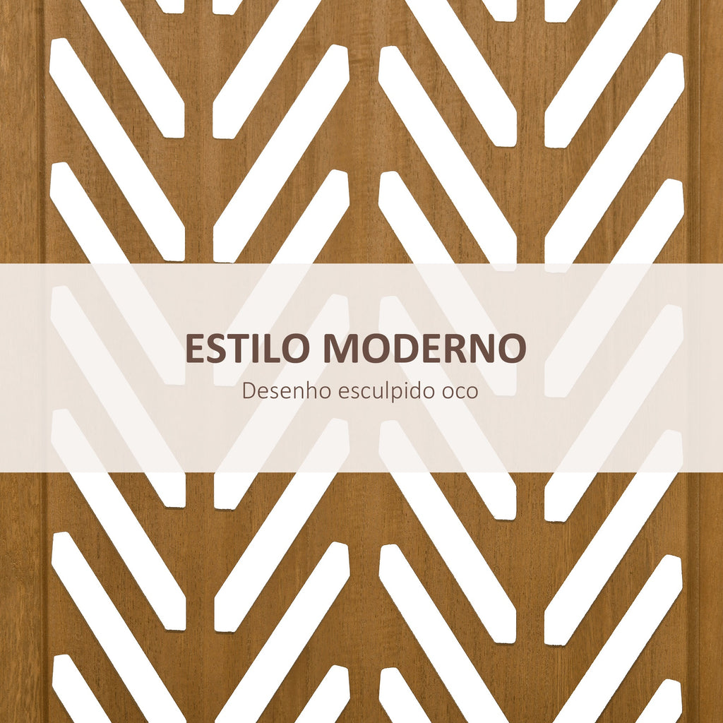 HOMCOM Biombo de 3 Painéis Separador de Ambientes Dobrável 120x1,7x170 cm Divisor de Ambientes de Madeira com Padrões Geométricos para Escritório Dormitório Madeira - A minha loja