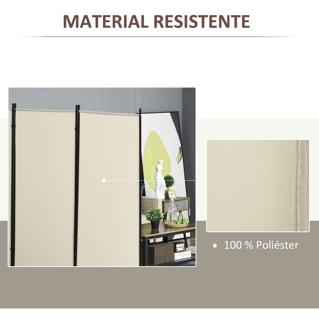 HOMCOM Biombo de 3 Paineis Separador de Ambientes Dobrável 253x50x182 cm Divisor de Ambientes Biombo de Privacidade com 6 Pés de Metal para Escritório Dormitório Bege - A minha loja