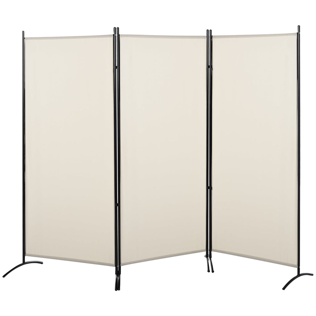 HOMCOM Biombo de 3 Paineis Separador de Ambientes Dobrável 253x50x182 cm Divisor de Ambientes Biombo de Privacidade com 6 Pés de Metal para Escritório Dormitório Bege - A minha loja