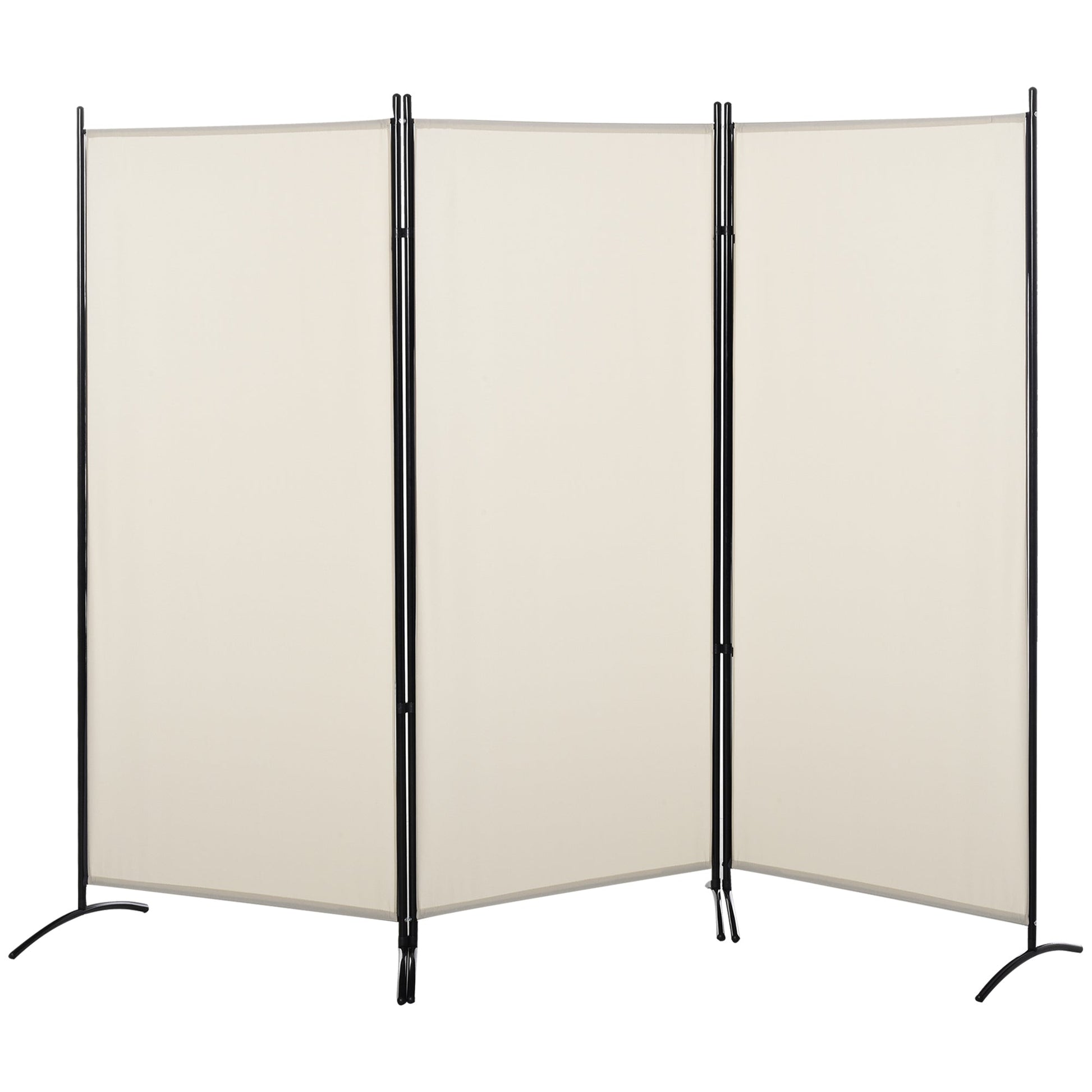 HOMCOM Biombo de 3 Paineis Separador de Ambientes Dobrável 253x50x182 cm Divisor de Ambientes Biombo de Privacidade com 6 Pés de Metal para Escritório Dormitório Bege - A minha loja