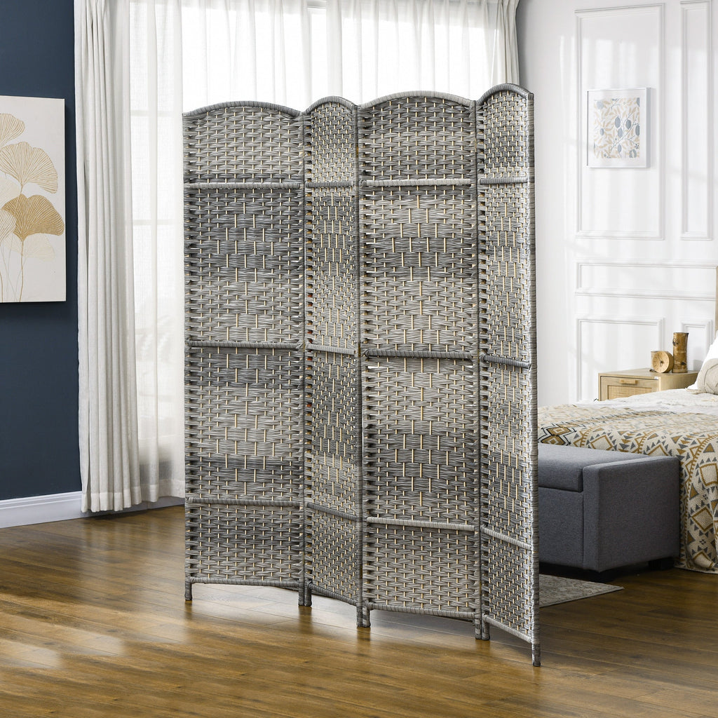 HOMCOM Biombo Dobrável de 4 Painéis Divisor de Ambientes 180x180 cm Ecrã de Privacidade de Polipropileno para Escritório Quarto Cinza Misto - A minha loja