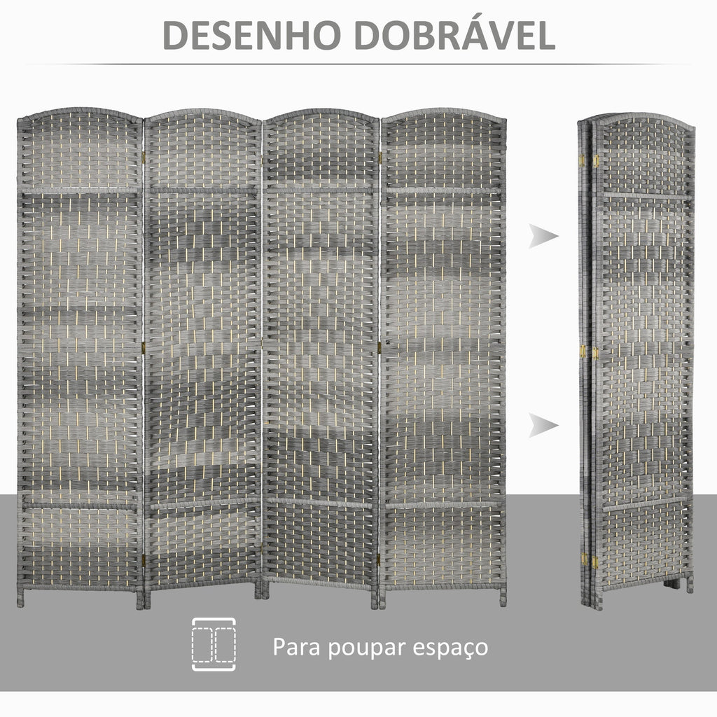 HOMCOM Biombo Dobrável de 6 Painéis Divisor de Ambientes 270x180 cm Ecrã de Privacidade de Polipropileno para Escritório Quarto Cinza Misto - A minha loja
