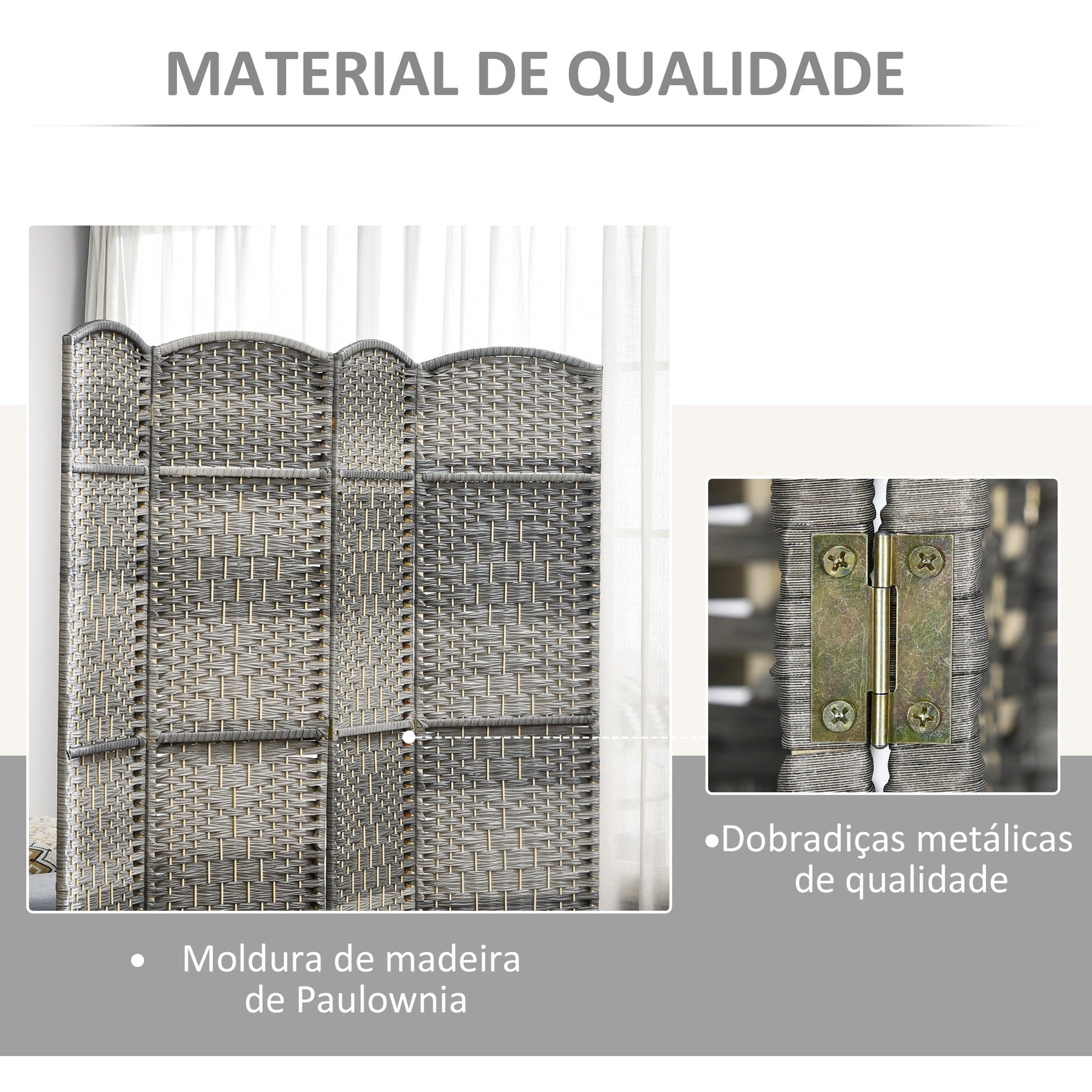 HOMCOM Biombo Dobrável de 6 Painéis Divisor de Ambientes 270x180 cm Ecrã de Privacidade de Polipropileno para Escritório Quarto Cinza Misto - A minha loja
