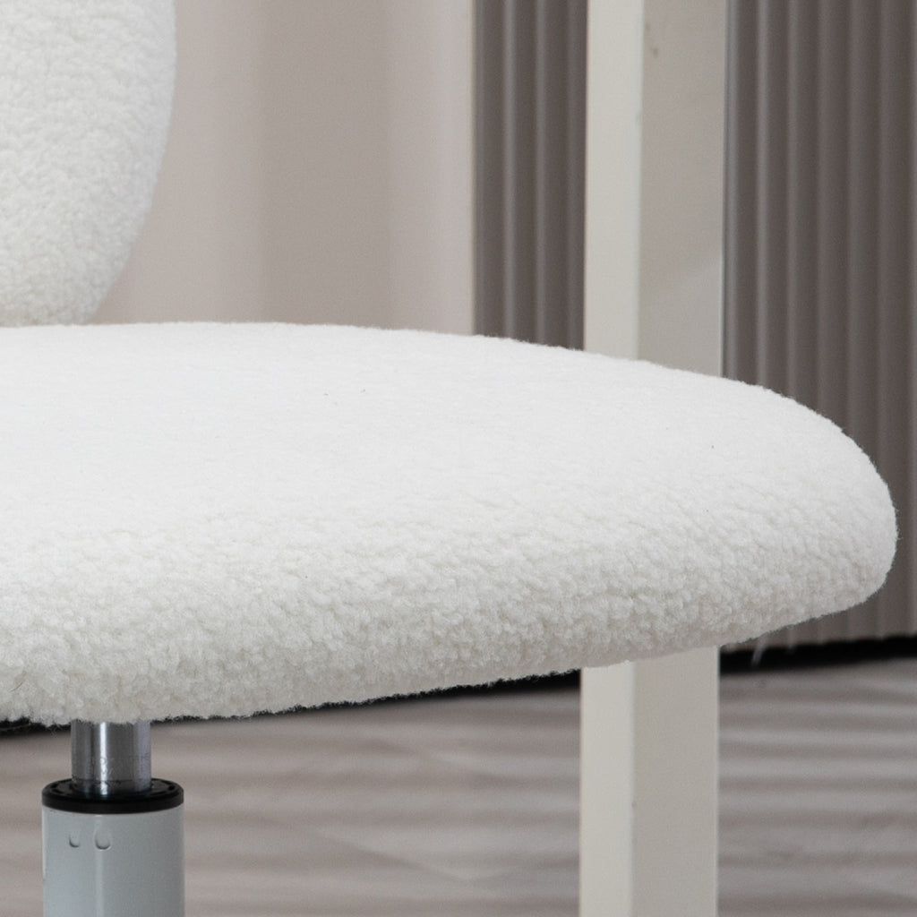 HOMCOM Cadeira de Secretária de Carneirinho Cadeira Infantil Giratória com Assento Ajustável em Altura e Encosto em Forma de Urso Capacidade 120 kg 50x56x80 - 90 cm Branco - A minha loja