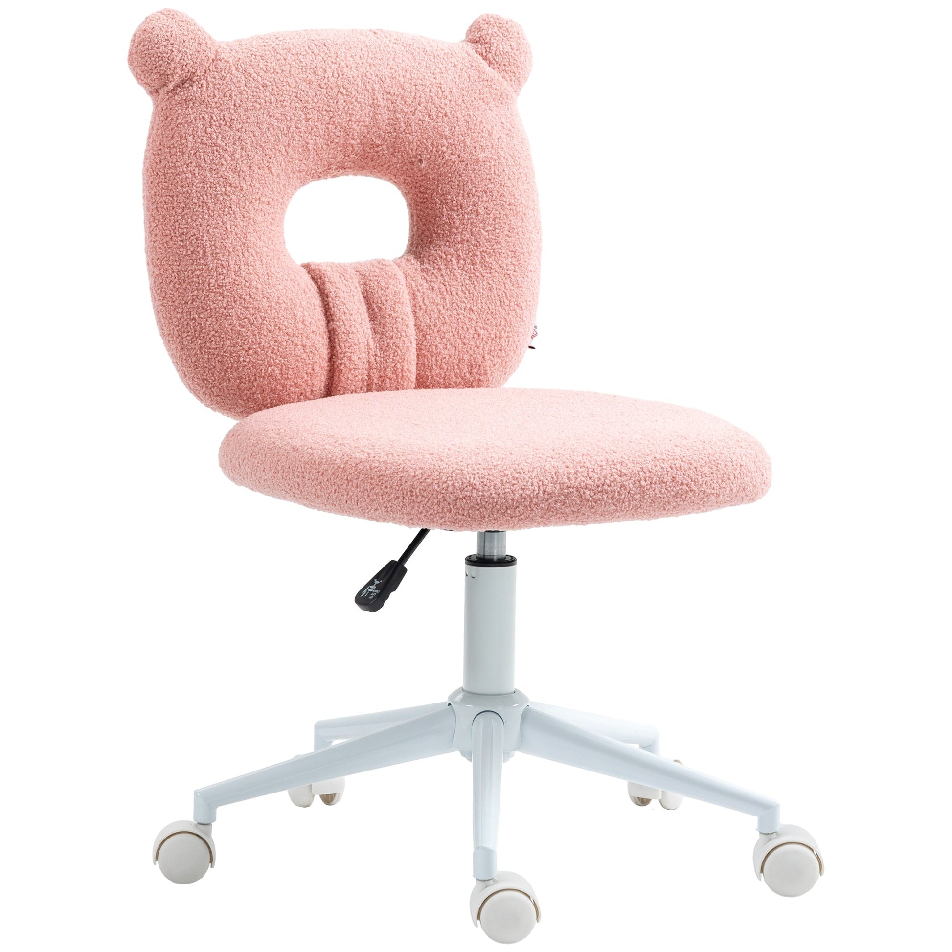 HOMCOM Cadeira de Secretária de Carneirinho Cadeira Infantil Giratória com Assento Ajustável em Altura e Encosto em Forma de Urso Capacidade 120 kg 50x56x80 - 90 cm Rosa - A minha loja