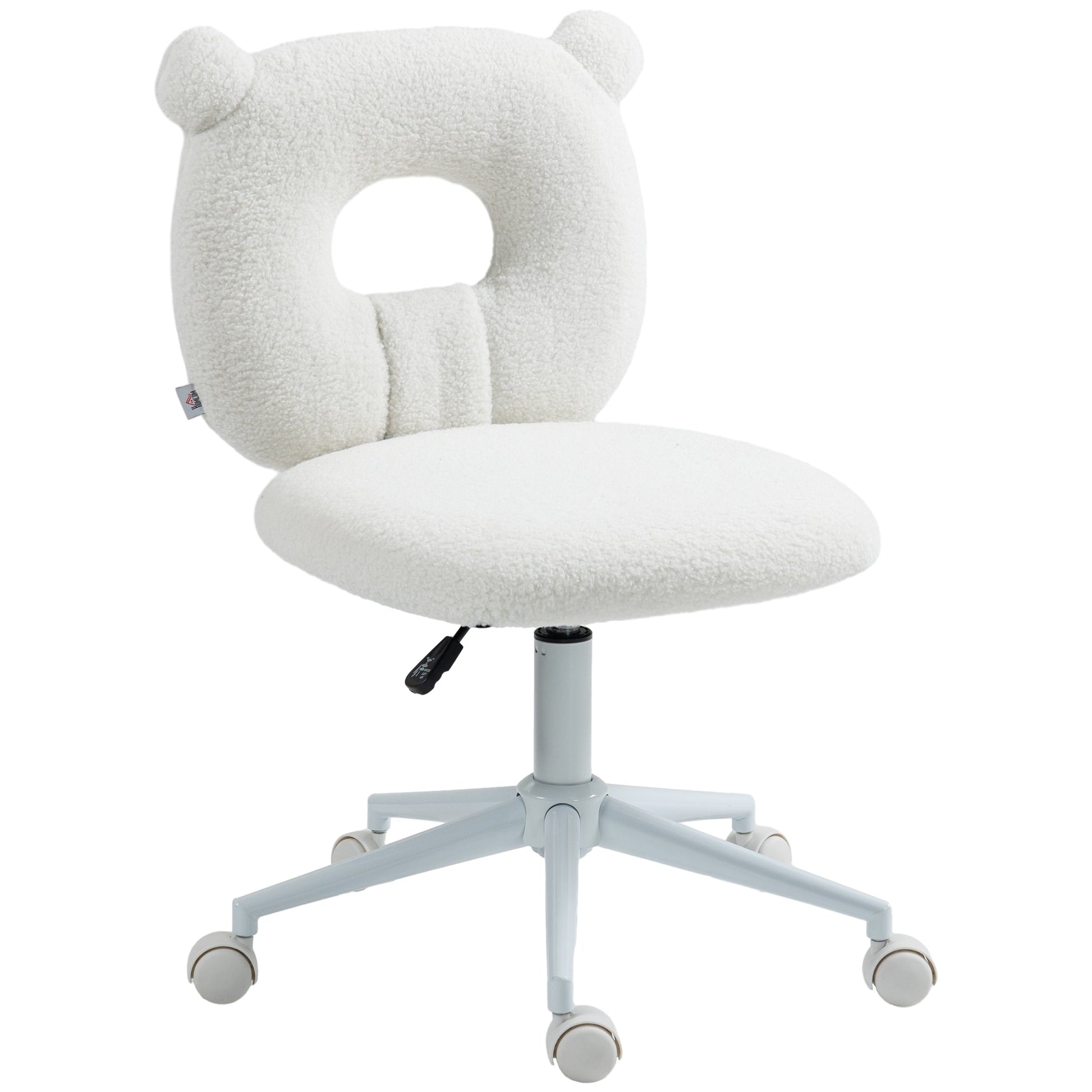 HOMCOM Cadeira de Secretária de Carneirinho Cadeira Infantil Giratória com Assento Ajustável em Altura e Encosto em Forma de Urso Capacidade 120 kg 50x56x80 - 90 cm Branco - A minha loja