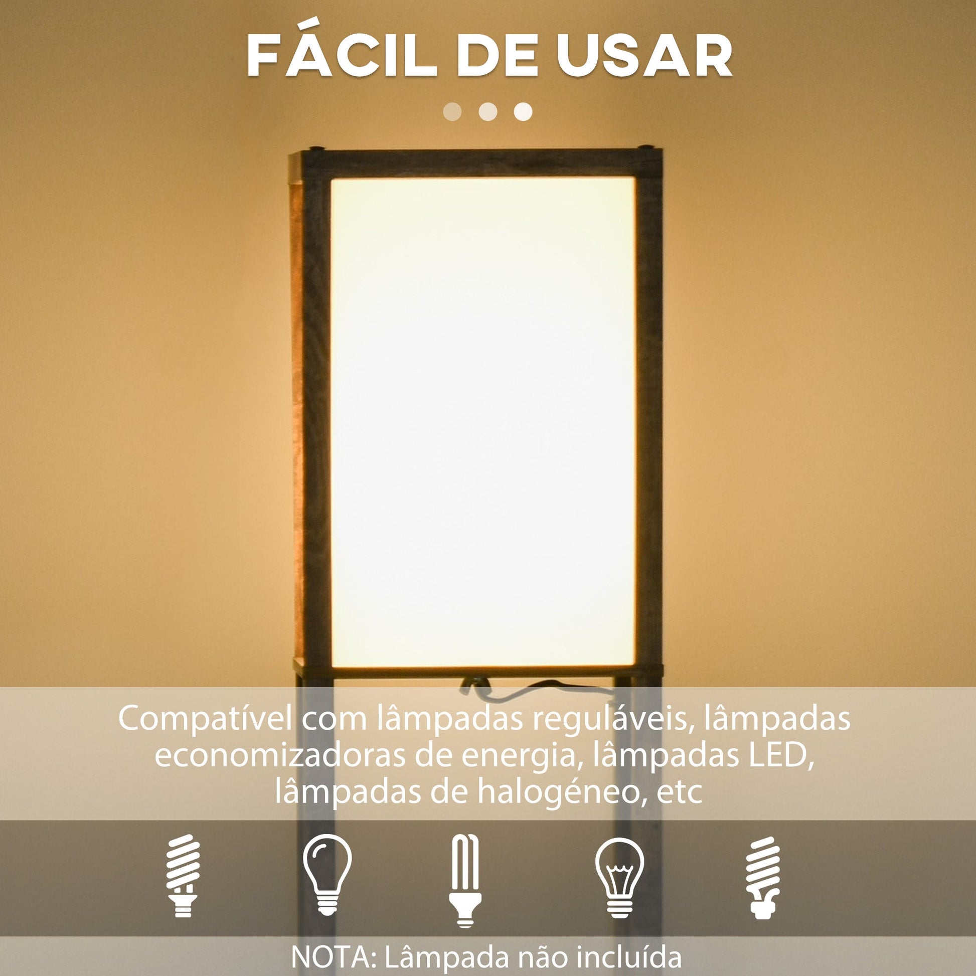 HOMCOM Candeeiro de Pé de Madeira com 3 Prateleiras De Armazenamento para Lâmpada E27 Potência Máx. 40W Candeeiro Moderno para Sala de Estar Dormitório 26x26x160 cm Marrom Rústico - A minha loja