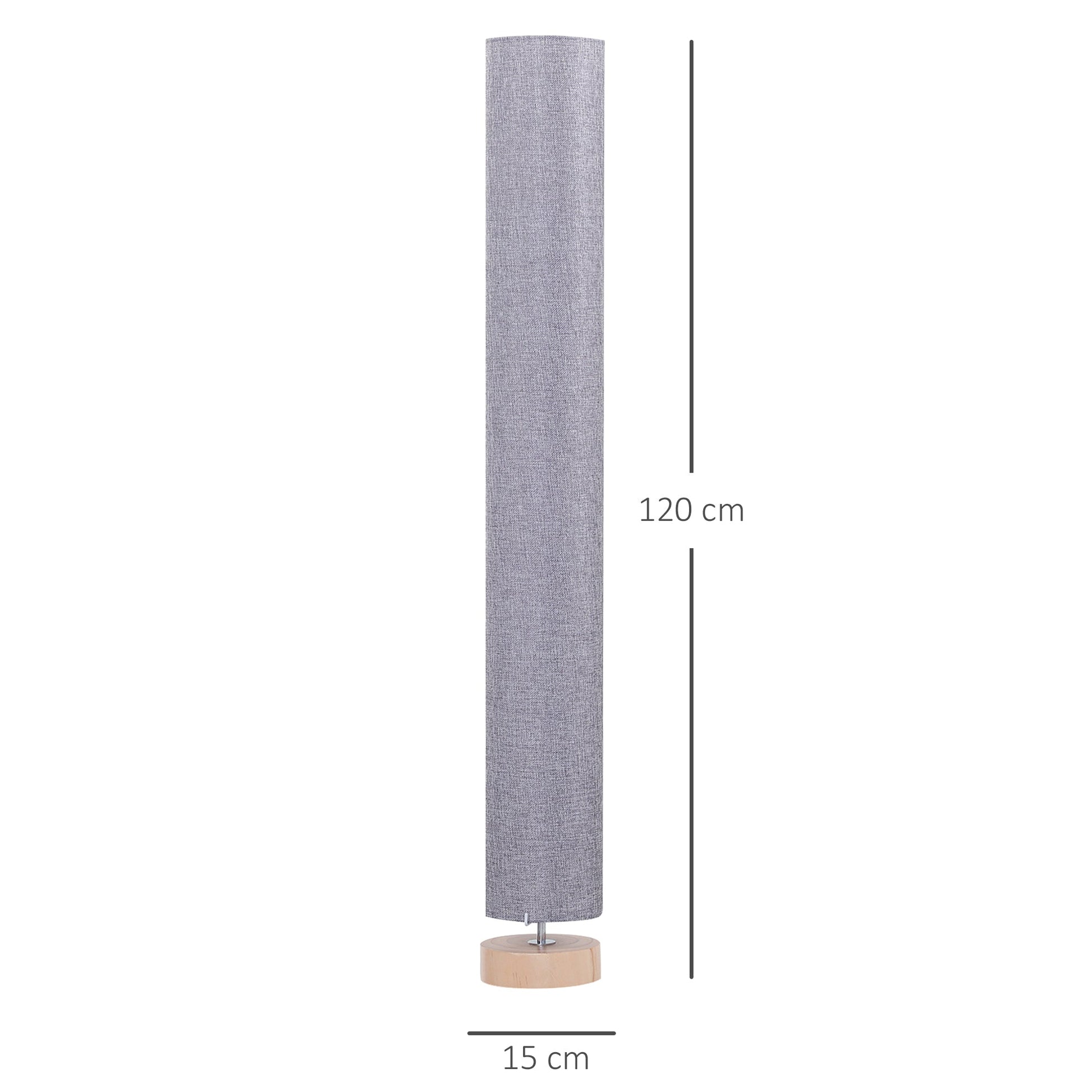 HOMCOM Candeeiro de Pé Moderno Candeeiro de Sala 40 W E27 com Cobertura de Linho e Estrutura de Metal para Quarto Ø15x120 cm Cinza - A minha loja