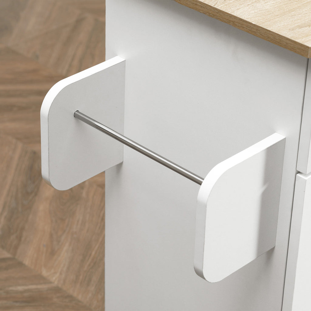 HOMCOM Carrinho de Cozinha com 1 Gaveta 2 Portas Suporte para Panos e Especies Carrinho Auxiliar com Rodas para Sala de Jantar Carga Máxima 105x36x85cm Branco - A minha loja