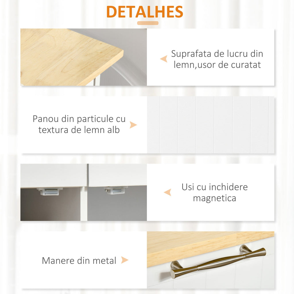 HOMCOM Carrinho de Cozinha com Rodas Móvel Auxiliar de Cozinha com 2 Gavetas 2 Portas Prateleira Ajustável e Suporte para Guardanapos para Sala de Jantar Sala de Estar 104x46x91 cm Branco - A minha loja